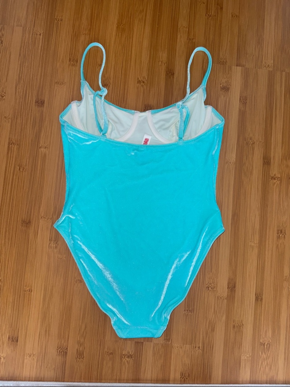 SOLID & STRIPED Shimmery Velvet Aqua Blue One-Piece Swimsuit NWOT - Picture 3 of 3
